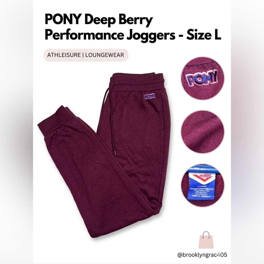 PONY Deep Berry Performance athletic Joggers/Lounge pants - Size Large